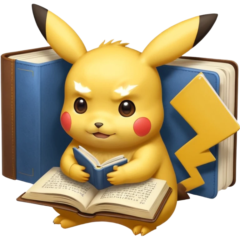 pikachu studying looking into book sweating emoji