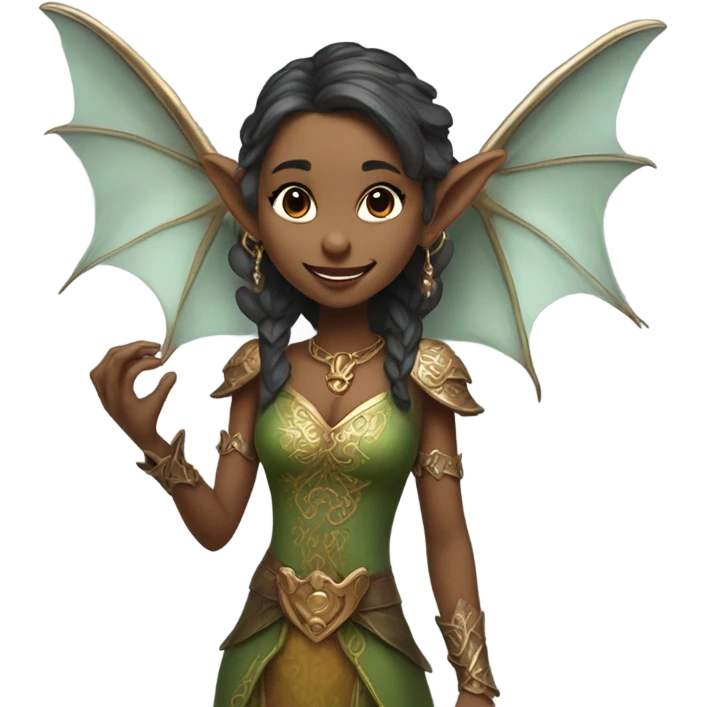 an elf woman login holding jolly bronze dragon emoji