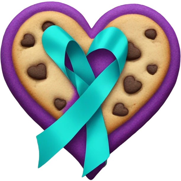 Purple teal Suicide awareness ribbon, cookie heart emoji