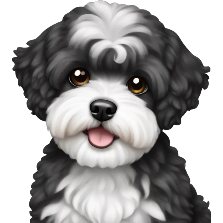 Black and white maltipoo emoji