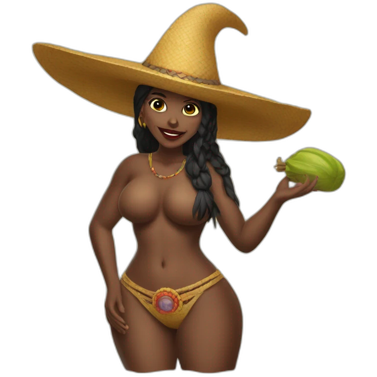 Bruja desnuda con sombrero de pico emoji