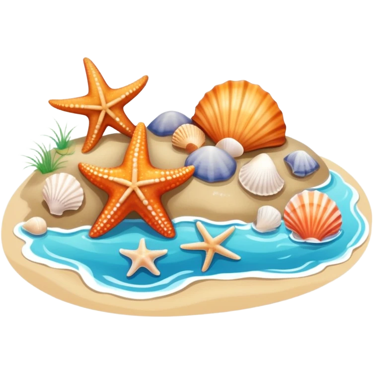 beach shore water seashells starfish emoji