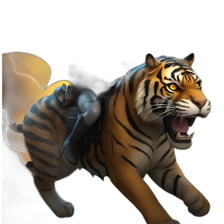 Batman riding on a tiger made of lightning emoji
