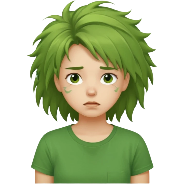 exhausted girl in a green t-shirt emoji