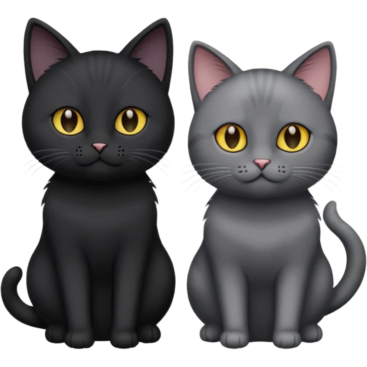 Un gato negro que al lado haya un gato gris  emoji