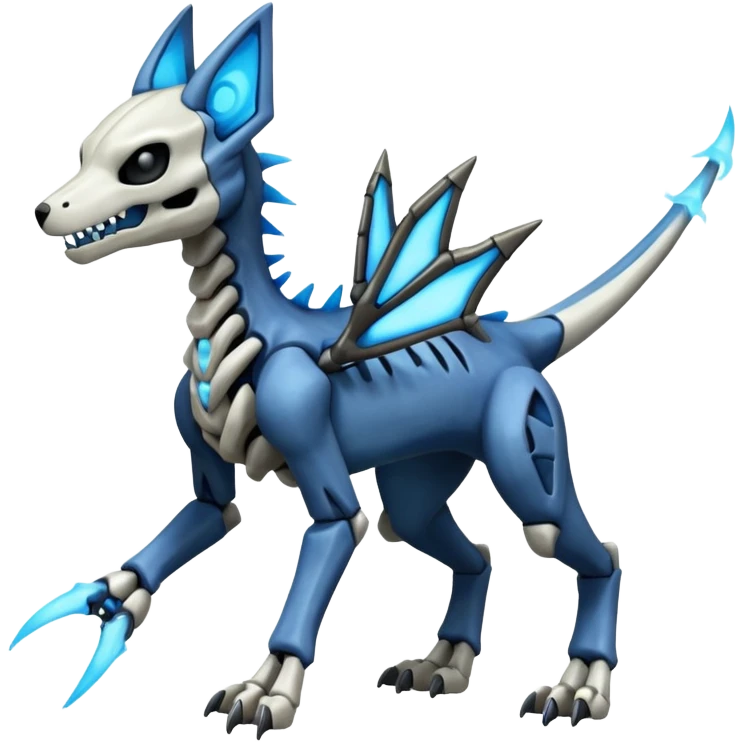 Skeletal Poochyena-Marowak-Dialga-Duskull-Electrike-Fakémon-hybrid-creature (full body)  emoji