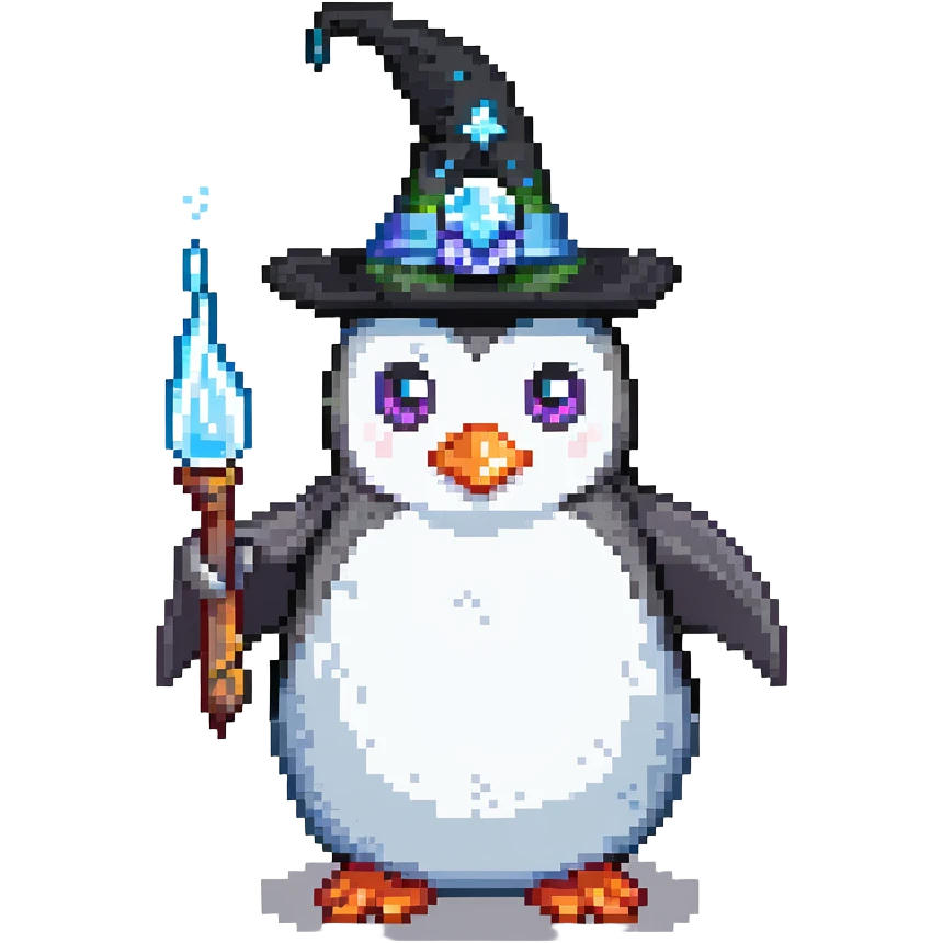 penguin wizard with ice magic emoji