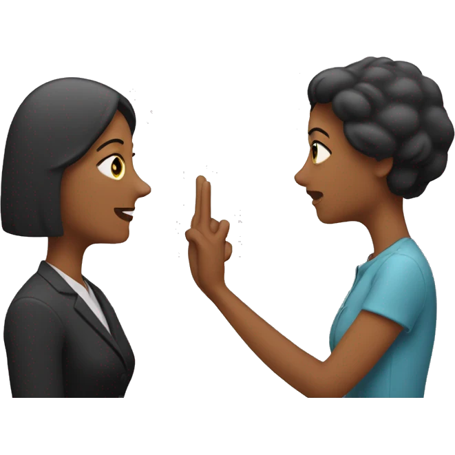 one woman saying something into the ear of another woman closing by hand emoji