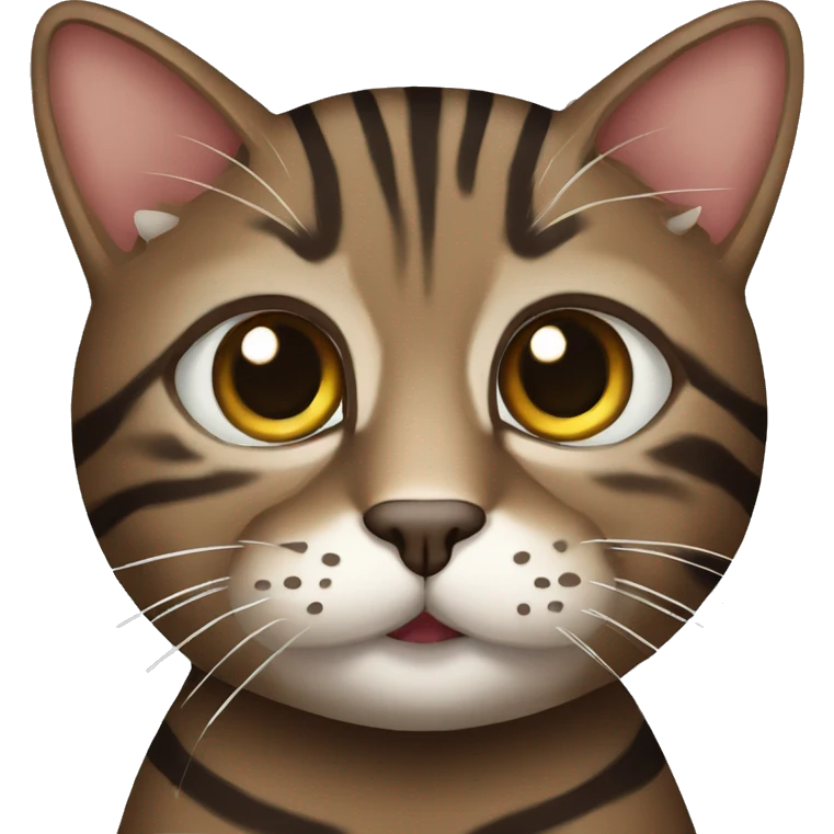 Dark brown tabby cat with stripes and 1 eye emoji