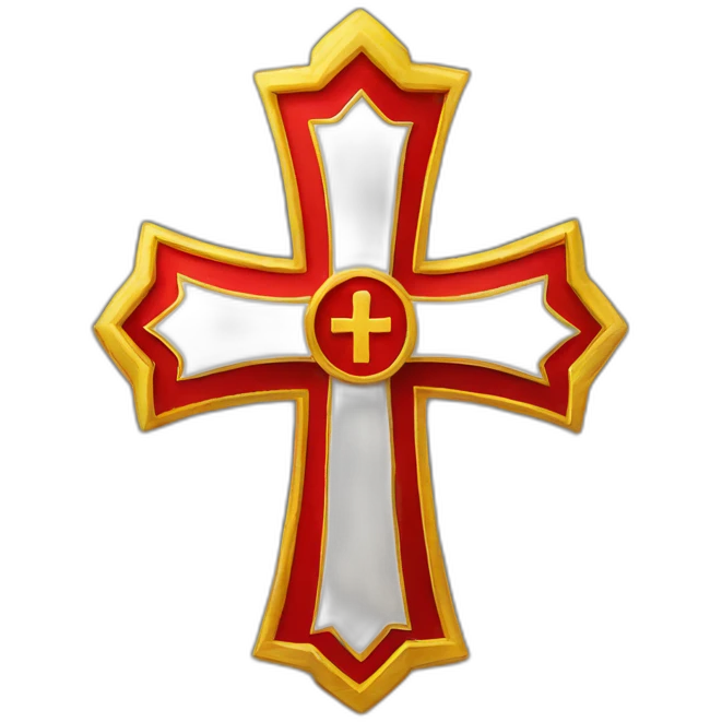 White Sinterklaas large red miter with yellow Christian cross emoji