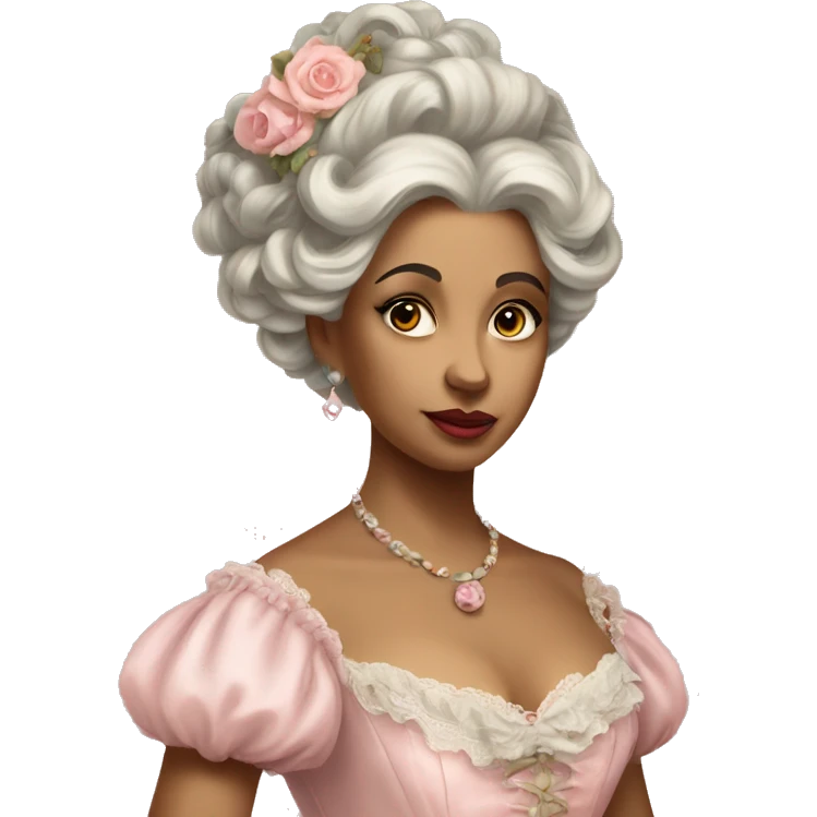 vintage rococo mixed woman in a light pink gown  emoji