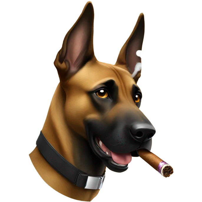 Belgian Malinois smoking a cigar  emoji