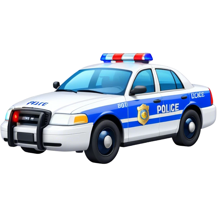 Perfect police car, blue and white lights emoji