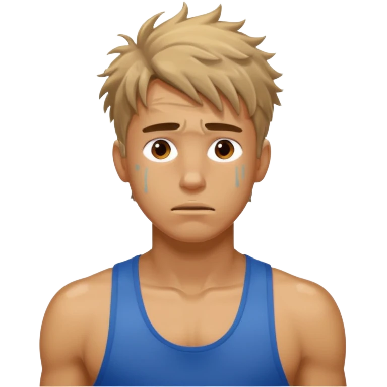 young tired man after training emoji