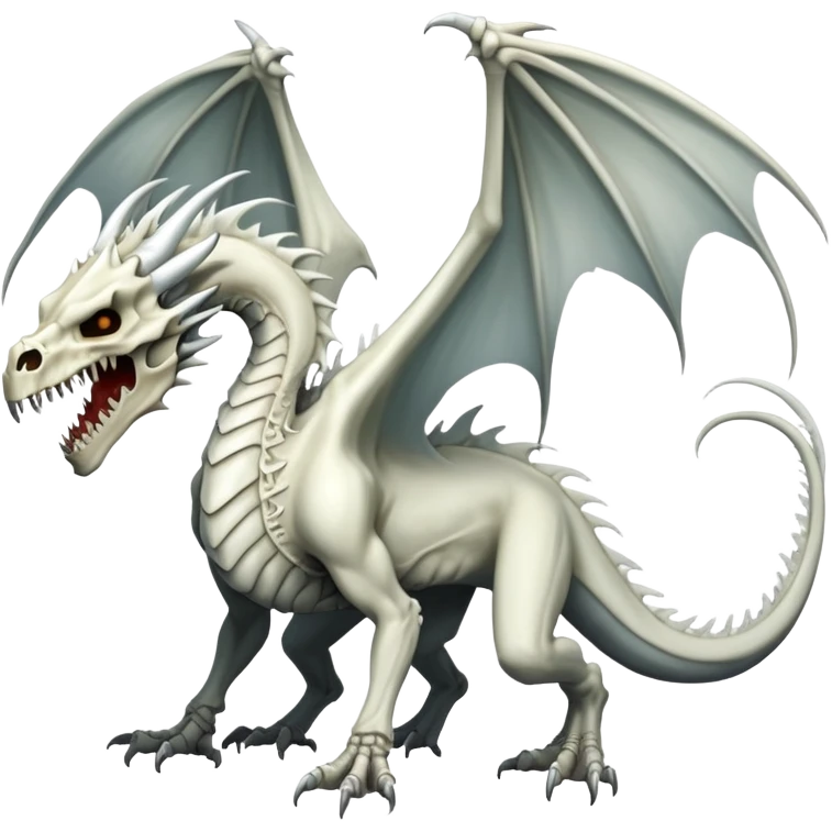 Dragon with a white dragon-cadaver-skull-face (full body) emoji
