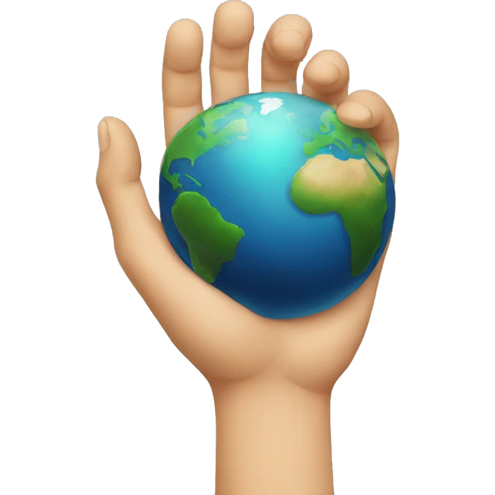 earth with hand emoji