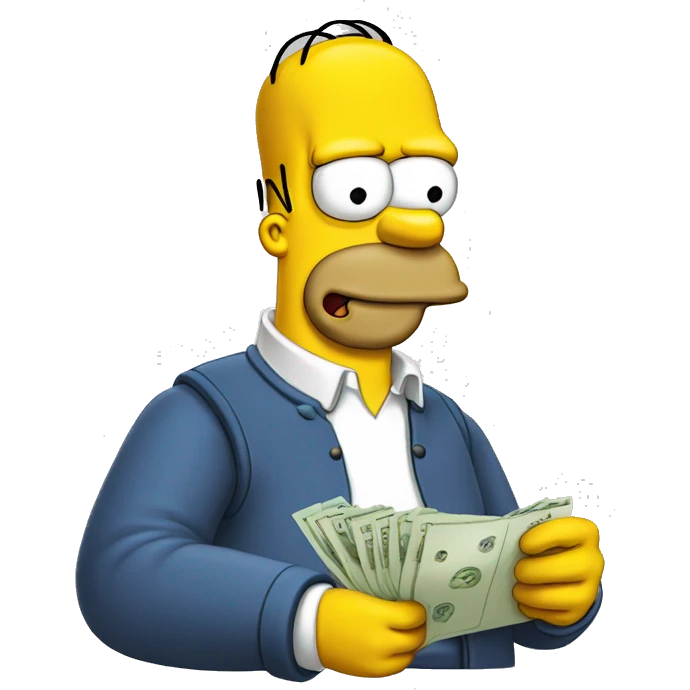 Homer Simpson, qui tient une carte bancaire emoji