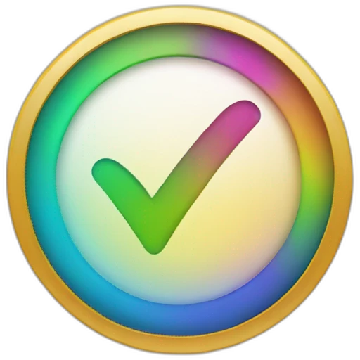 Colorful check mark with a circle around it  emoji
