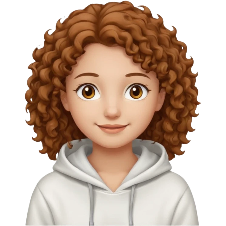 Una ragazza con una felpa semplice bianca,ha gli occhi marroni,i capelli marroni chiaro , c’è gli ha lunghi e ricci ma non troppo emoji