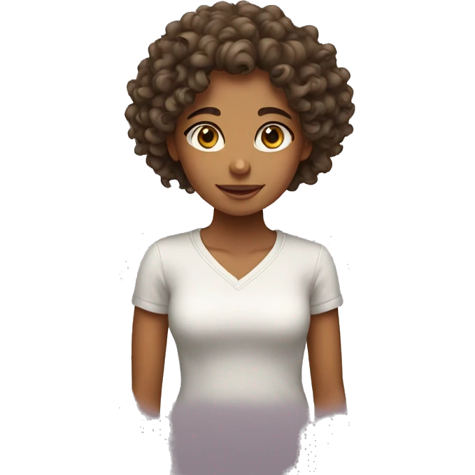 curly hair girl with tan skin emoji