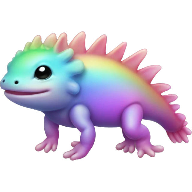 Gradient rainbow shimmery iridescent axolotl full body emoji