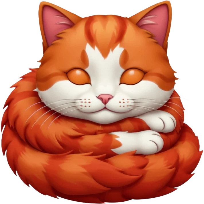 Curled Sleeping Cat red emoji