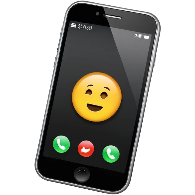 smartphone with call screen showing emoji