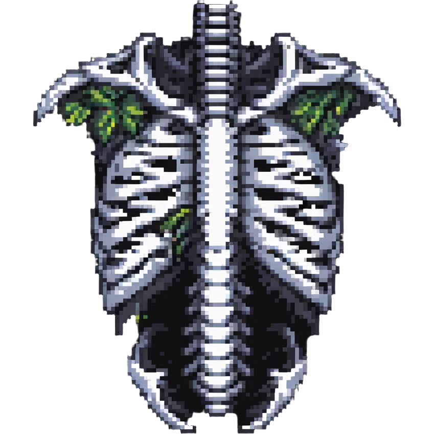 broken ribcage, detailed pixel art style emoji