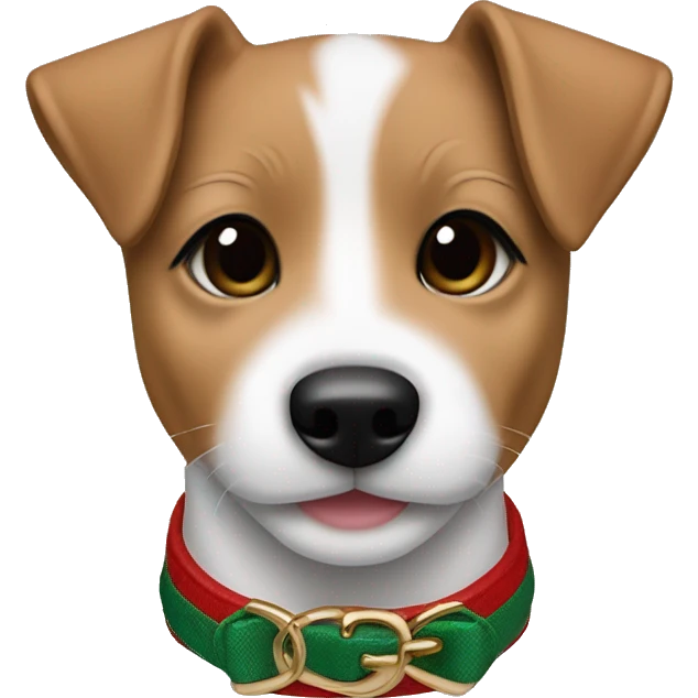 baby jack russell terrier light brown wearing gucci green and red emoji
