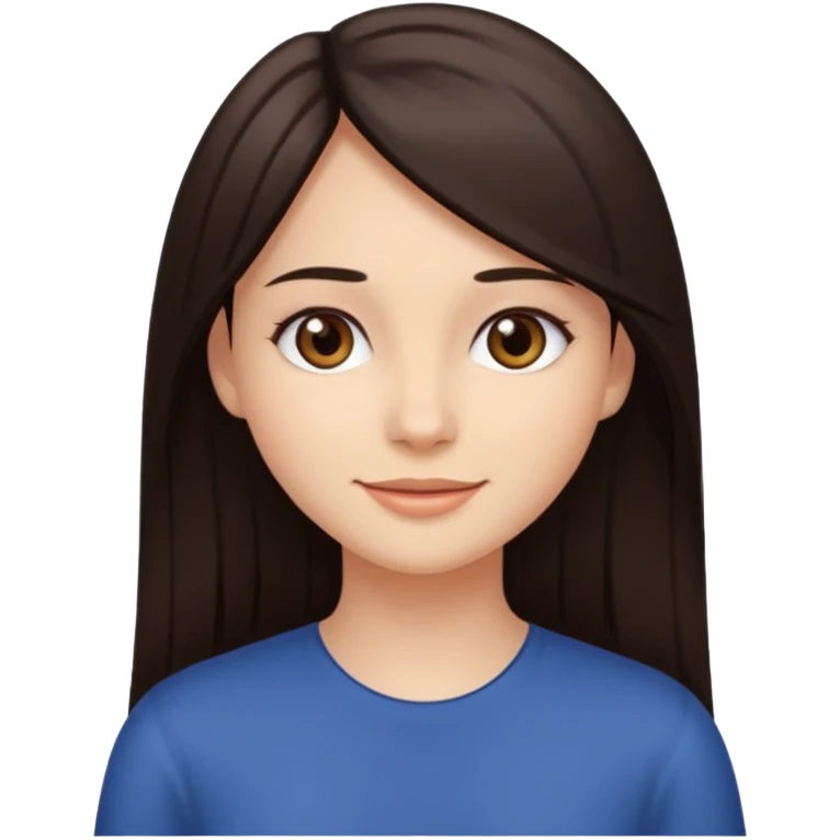 chica de cabello cafe obscuro lacio un poco largo y piel blanca emoji
