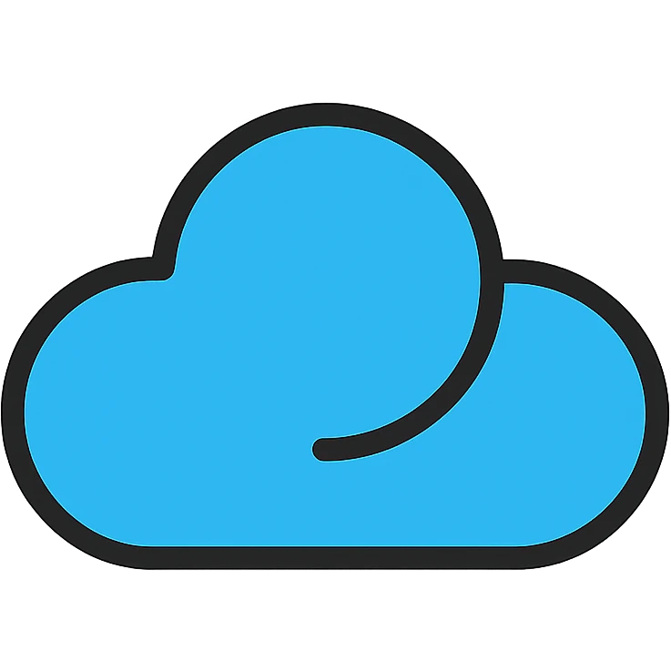 a stylized cloud with a blue outline, cartoon style emoji
