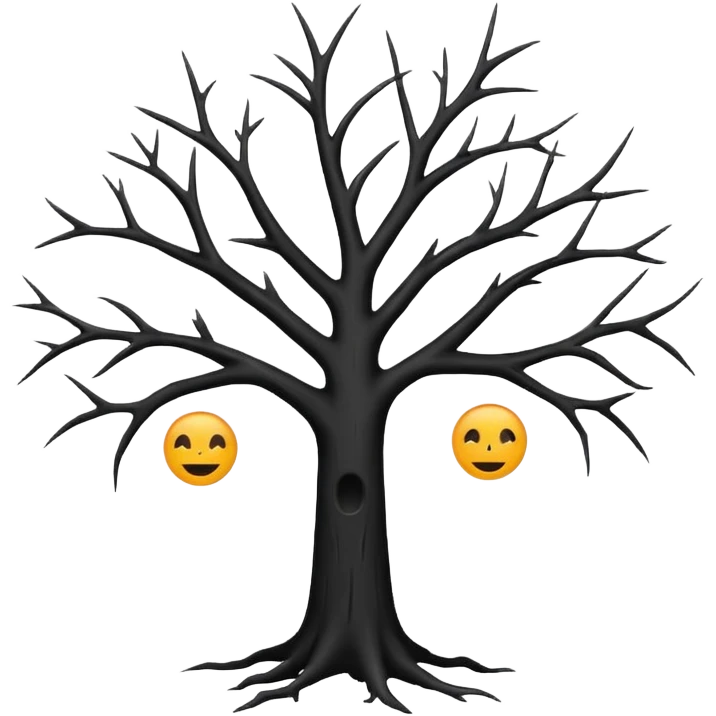  black dead tree silhouette, leafless, dark minimal style, simple emoji, centered, no background emoji