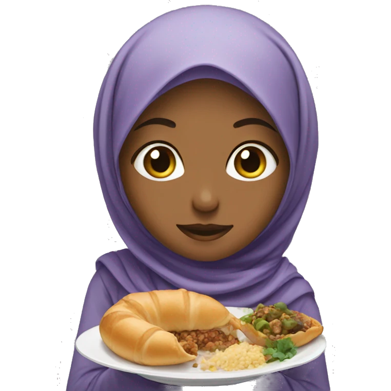 Girl eating in ramadan with hijab emoji