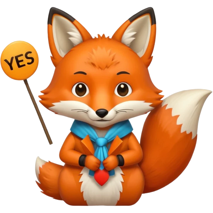 a fox HOLDING a yes sign emoji