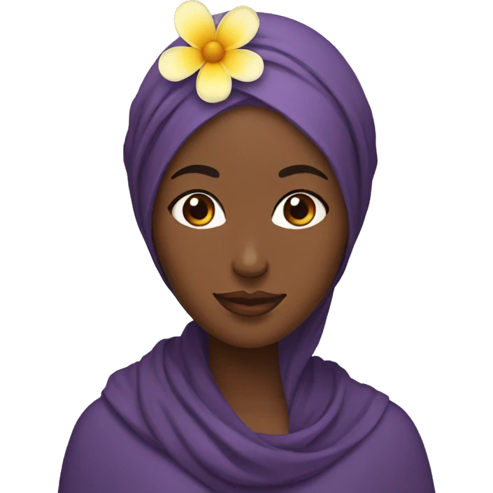 Black woman with a hijab and flowers on her head emoji