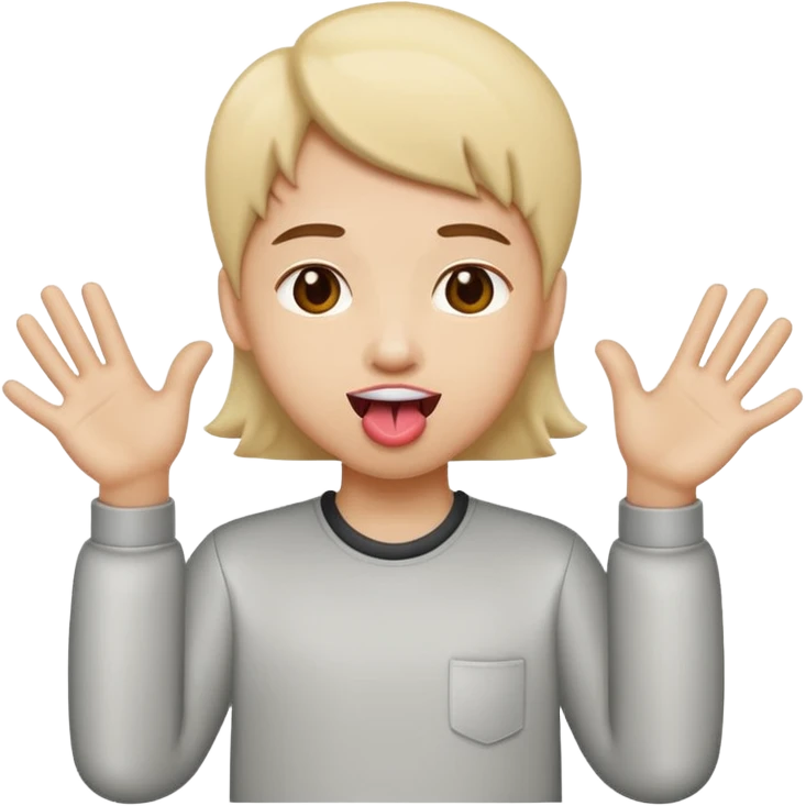 Tong out with hands to the side  emoji