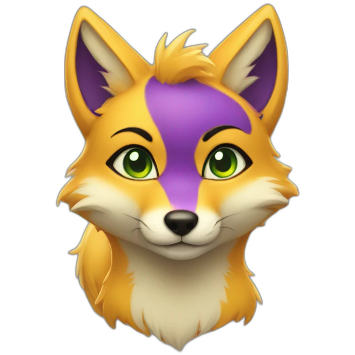 yellow purple fox furry green eyes emoji