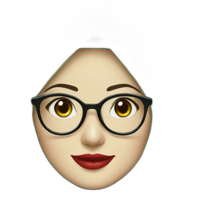 Classy Indonesian woman with pale skin and red lips wear green hijab and round glasses smiling emoji