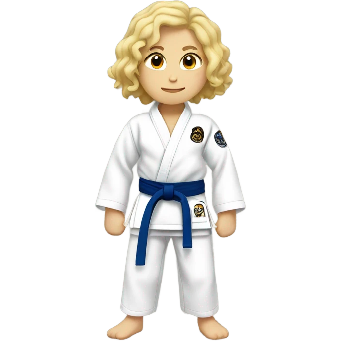 Girl and boy doing Jiu jitsu (boy has curly dark brown hair and girl is blonde) emoji