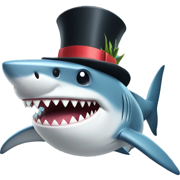 Shark with a top hat emoji