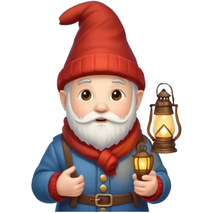гном в сказочном зимнем лесу в руках держитфонарь emoji