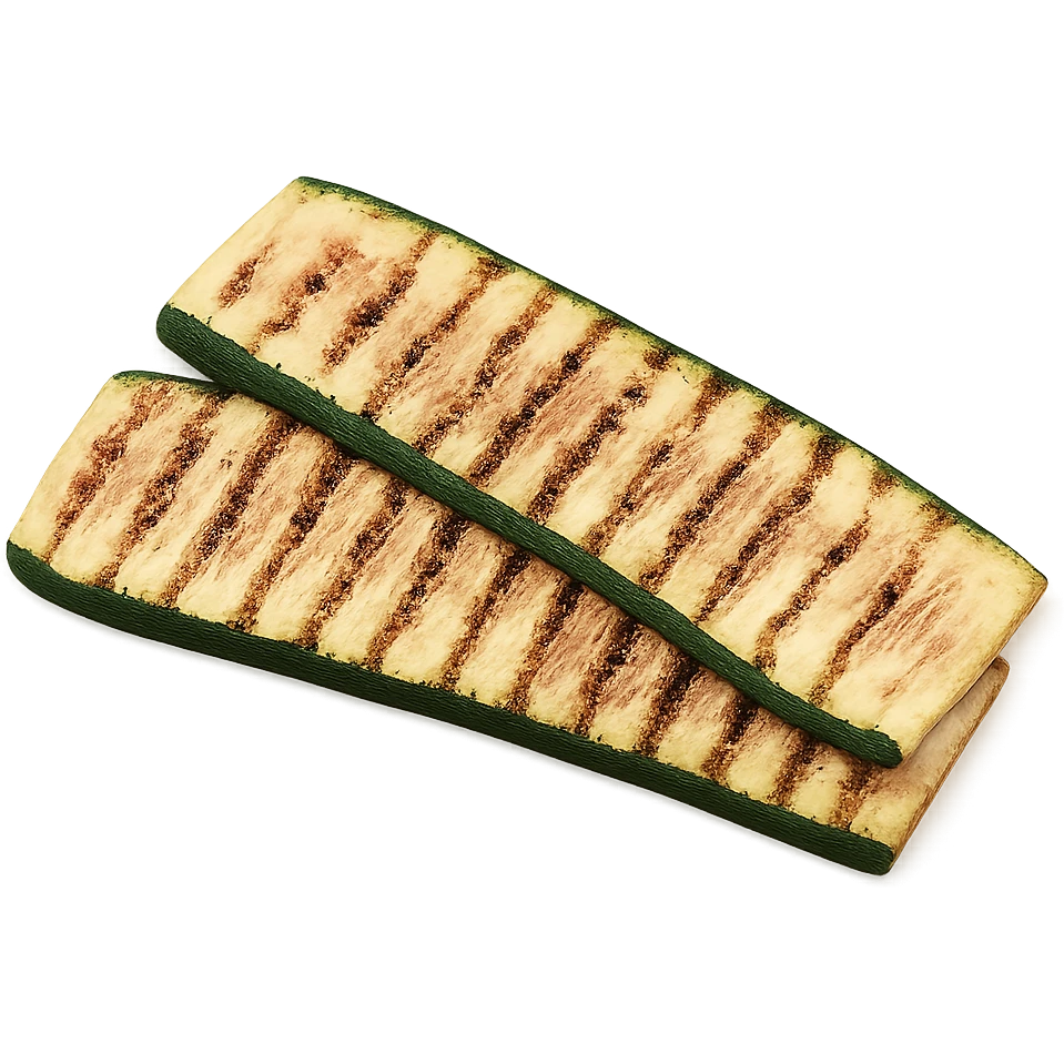 Realistic style grilled zucchini fan shape, natural details, no background. emoji