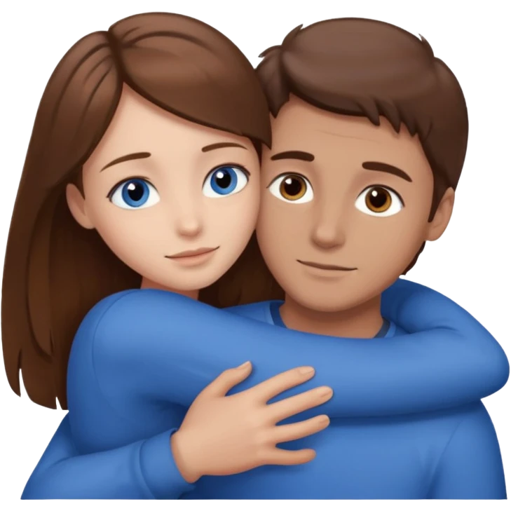 GUY WITH BROWN HAIR AND EYES HUGGING GIRL WITH BROWN HAIR AND BLUE EYES emoji