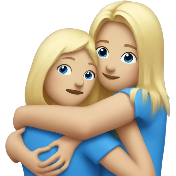 blue birds and blonde girl hug  emoji