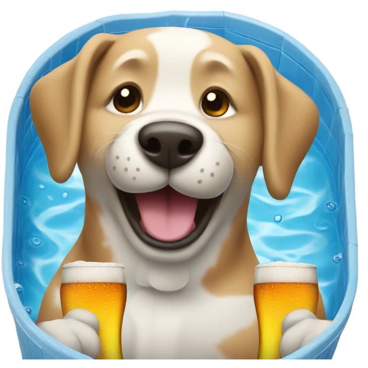 Dog swimming in a pool of beer emoji