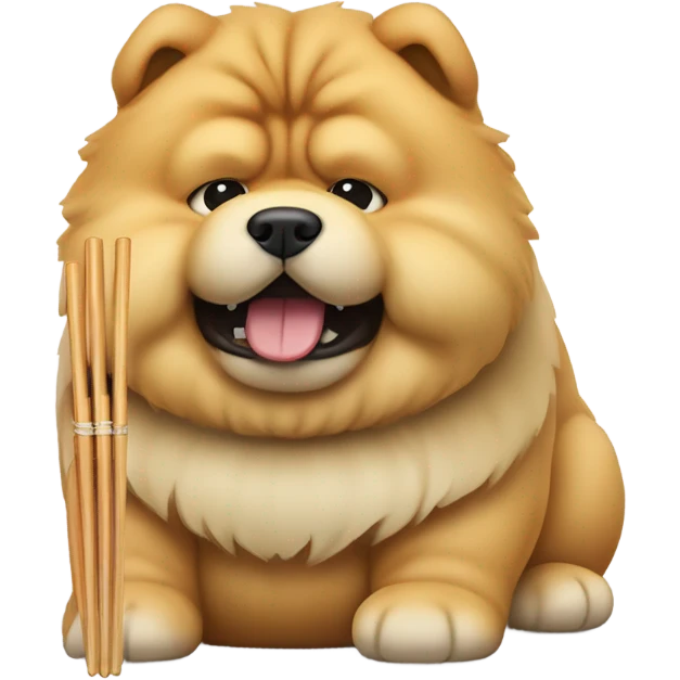 Chow chow dog holding chopsticks eating sushi emoji