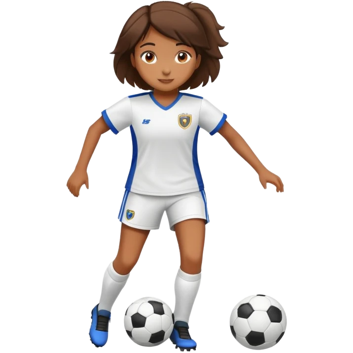 Brown girl playing soccer emoji