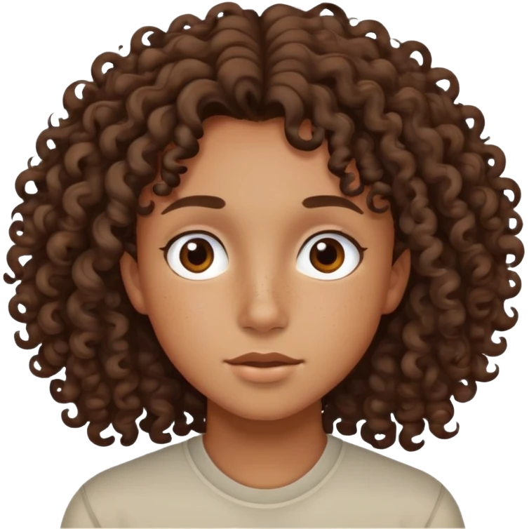 tan teenager with curly dark brown hair emoji