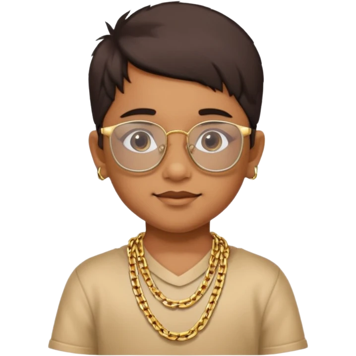 And Indian child with cool glasses and a gold chain neckless emoji