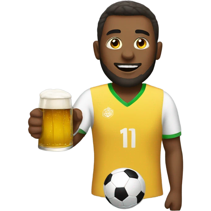 Man with beer playing soccer emoji